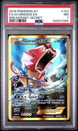 2016 POKEMON BREAKPOINT M GYARADOS #123 FULL ART SECRET PSA 7 NM #120041068 - Image 1