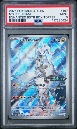 2025 POKEMON JTG EN-JOURNEY TOGETHER ENHANCED BOOSTER #167 N'S RESHIRAM PSA 9 - Image 1