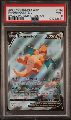 Pokemon PSA 9 Dragonite V #192 Full Art Evolving Skies 2021 Italiano - Image 2