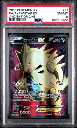 Pokemon PSA 8 Tyranitar Ex #91 Full Art Ancient Origins 2015 English - Image 2