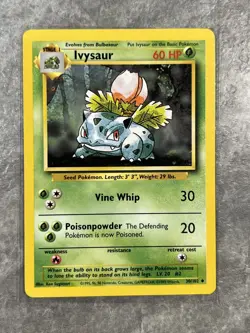 Ivysaur 030/102 Pokemon TCG Base Set Vintage WOTC Card Regular (Light Play) 3 - Image 1