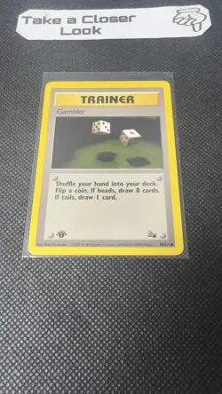 Gambler #60/62 - 1st Edition Fossil - Trainer Card - NM - Image 1