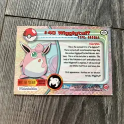 WIGGLYTUFF #40 Topps TV Animation BLACK LOGO Pokemon Card LP - Image 2