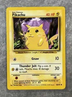 Pikachu 058/102 Pokemon TCG Base Set Vintage WOTC Card Regular (Moderate Play) 4 - Image 1