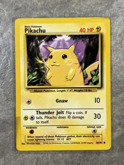 Pikachu 058/102 Pokemon TCG Base Set Vintage WOTC Card Regular (Damage) 5 - Image 1
