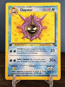 Cloyster 32/62 Fossil 1st edition *Rare* Pokemon Card TCG Non Holo LP Vintage - Image 1