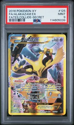 2016 POKEMON FATES COLLIDE ALAKAZAM EX #125 SECRET PSA 9 MINT #114605039 - Image 1