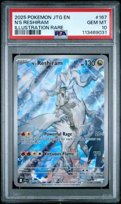 2025 POKEMON JTG EN-JOURNEY TOGETHER #167 N'S RESHIRAM ILLUSTRATION RARE PSA 10 - Image 1