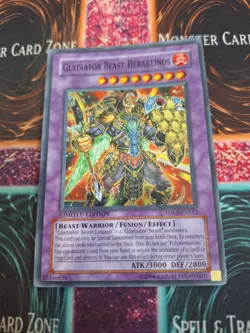 Yugioh Gladiator Beast Heraklinos TDGS-ENSE2 Super Rare Limited Near Mint - Image 1