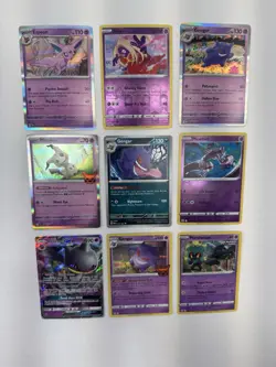 Pokemon Lot of 9 Cards w/ 3 Gengar Banette GX Mewtwo Espeon Mimikyu Holo - Image 3