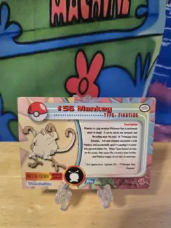 💥 Mankey Pokemon - TV Animation Edition Topps Vintage 1999 Blue Logo # 56 - Image 2