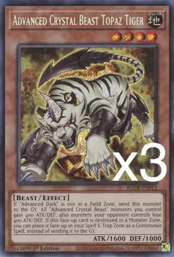3X Yugioh Advanced Crystal Beast Topaz Tiger BLCR-EN074 Secret Rare 1st Ed NM - Image 1