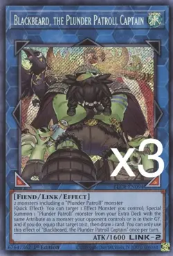 3X Yugioh Blackbeard, the Plunder Patroll Captain BLCR-EN094 Secret Rare NM - Image 1