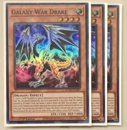 Yugioh! 3x Galaxy War Drake DUAD-EN097 Super Rare 1st Ed NM - Image 1