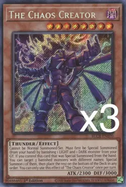 3X Yugioh The Chaos Creator BLCR-EN070 Secret Rare 1st Edition NM - Image 1