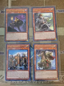YUGIOH NOBLE KNIGHT DRYSTAN + EACHTAR + PELLINORE + BROTHERS MAGO RARE 1ST ED NM - Image 1