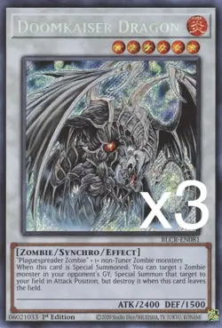 3X Yugioh Doomkaiser Dragon BLCR-EN081 Secret Rare 1st Edition NM - Image 1