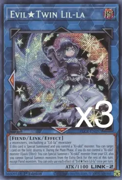3X Yugioh Evil Twin Lil-la BLCR-EN097 Secret Rare 1st Edition NM - Image 1