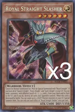 3X Yugioh Royal Straight Slasher BLCR-EN001 Secret Rare 1st Edition NM - Image 1