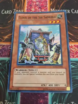Yugioh Elder of the Six Samurai SAAS-EN001 Super Rare Limited Near Mint - Image 1
