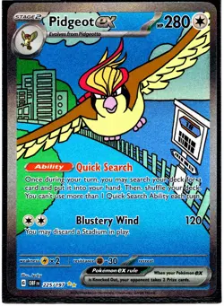 Pidgeot EX 225/197SV03: Obsidian Flames Holo Card Near Mint Condition - Image 1