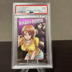 One Piece Nami/Robin Gummy Card Caramel Popcorn 3 PSA 9 Graded Collectible - Image 1