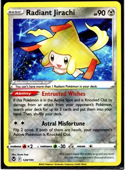 Radiant Jirachi 120/195 Silver Tempest Ultra Rare Holo Pokemon Card NM - Image 1