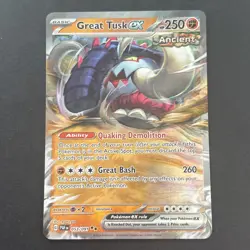 Great Tusk Ex 053/091 Ultra Rare SV: Paldean Fates Pokemon TCG NM 2024 - Image 1