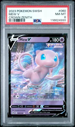 2023 POKEMON SWORD AND SHIELD CROWN ZENITH 060 MEW V PSA 8 - Image 1