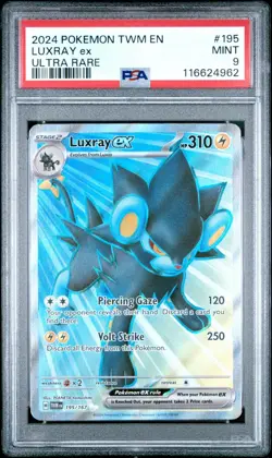 2024 POKEMON TWM EN-TWILIGHT MASQUERADE 195 LUXRAY EX ULTRA RARE PSA 9 - Image 1
