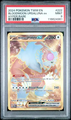 2024 POKEMON TWM EN-TWILIGHT MASQUERADE 222 BLOODMOON URSALUNA EX PSA 9 - Image 1
