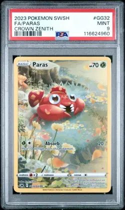 2023 POKEMON SWORD AND SHIELD CROWN ZENITH GG32 FULL ART/PARAS PSA 9 - Image 1