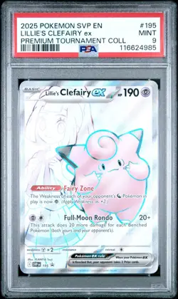 2025 POKEMON SVP EN-SV PROMO 195 LILLIE'S CLEFAIRY EX LILLIE PREMIUM PSA 9 - Image 1