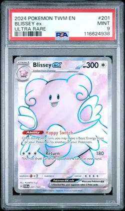 2024 POKEMON TWM EN-TWILIGHT MASQUERADE 201 BLISSEY EX ULTRA RARE PSA 9 - Image 1