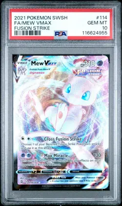 2021 POKEMON SWORD & SHIELD FUSION STRIKE 114 FULL ART/MEW VMAX PSA 10 - Image 1