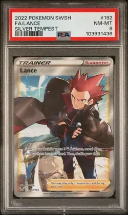 2022 Pokemon Lance Full Art Illustration Silver Tempest #192/ 195 PSA 8 NM-MT - Image 1