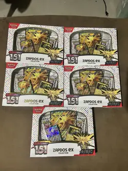Lot of 5 Pokemon TCG: Scarlet & Violet 151 Zapdos EX Collection Box - Sealed - Image 1