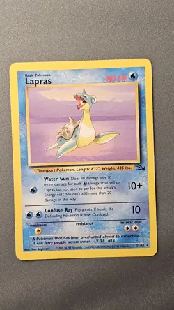 Lapras 25/62 Fossil Unlimited Non Holo Rare Vintage Pokemon TCG Card - Image 1
