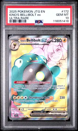 2025 POKEMON JTG EN-JOURNEY TOGETHER ULTRA RARE #172 IONO'S BELLIBOLT EX PSA 10 - Image 1