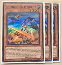 Yugioh! 3x Gogogo Goblindbergh DUAD-EN003 Super Rare 1st Ed NM - Image 1