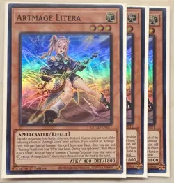 Yugioh! 3x Artmage Litera DUAD-EN011 Super Rare 1st Ed NM - Image 1