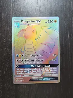 Pokemon Dragonite GX Card Unified Minds 248/236 Secret Rare SM Rainbow Holo - Image 1