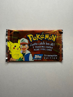 Pokemon Topps 7 Trading Cards Plus 1 Foil Card TV Animation Edition Sealed Pack - Image 1