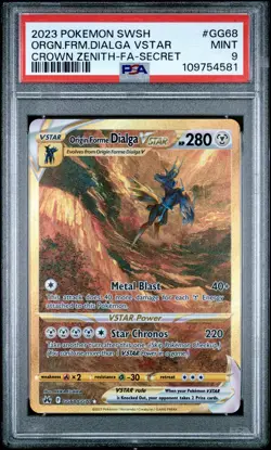 PSA 9 Origin Forme Dialga Vstar GG68/GG70 GOLD Crown Zenith Pokemon Card MINT - Image 1