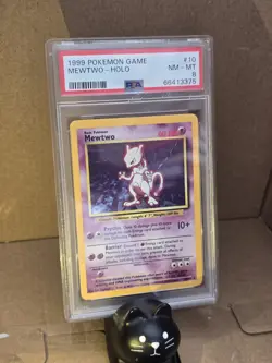 1999 POKEMON BASE SET UNLIMITED #10 MEWTWO-HOLO PSA 8 - Image 1