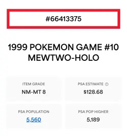 1999 POKEMON BASE SET UNLIMITED #10 MEWTWO-HOLO PSA 8 - Image 3