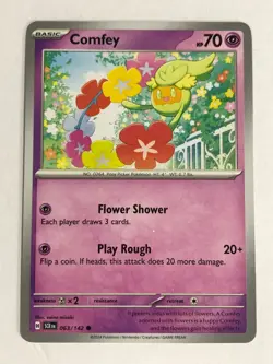 Pokemon TCG Stellar Crown Printer Hickey Error Comfey 063/142 Near Mint - Image 1
