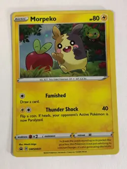 Pokemon TCG Promo SWSH031 Miscut Error Holographic Morpeko Near Mint - Image 1