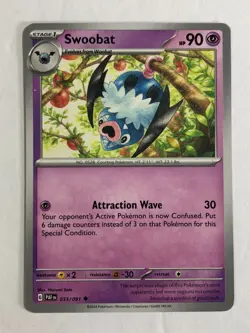 Pokemon TCG Paldean Fates Printer Hickey Error Swoobat 033/091 Near Mint - Image 1