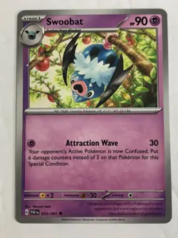 Pokemon TCG Paldean Fates Printer Hickey Error Swoobat 033/091 Near Mint - Image 1